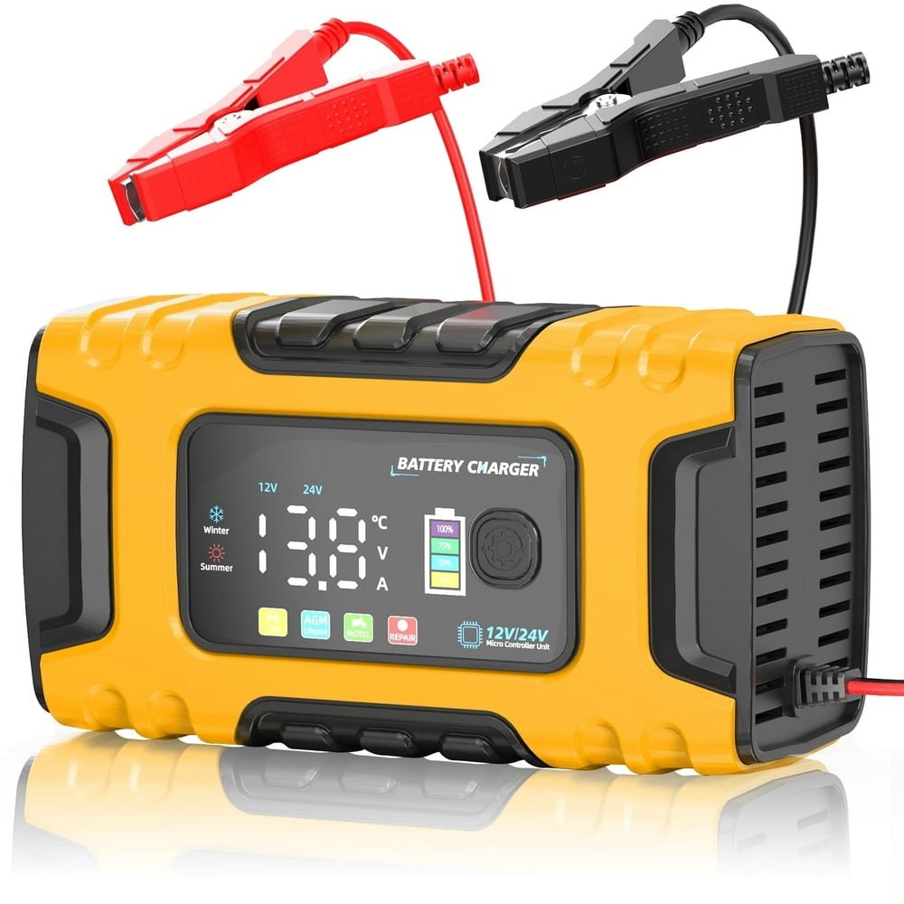 Husgw 12V 10A/24V 5A Fully-Automatic Smart Battery Charger: $15.30