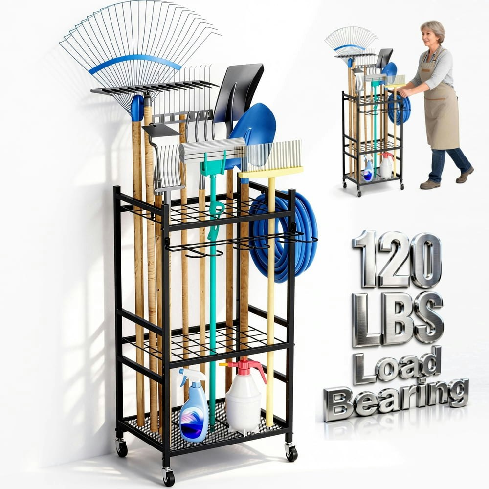 Enjoywood 3-Tier Rolling Garden Tool Rack: $32.36 Enjoywood 3-Tier Rolling Garden Tool Rack: $32.36