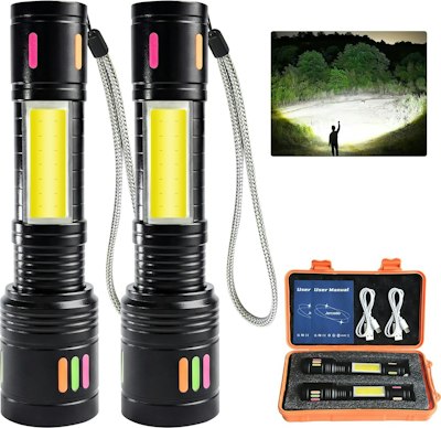 Rechargeable 1000-Lumen LED Flashlight 2-Pack for $15 + free shipping w/ Prime