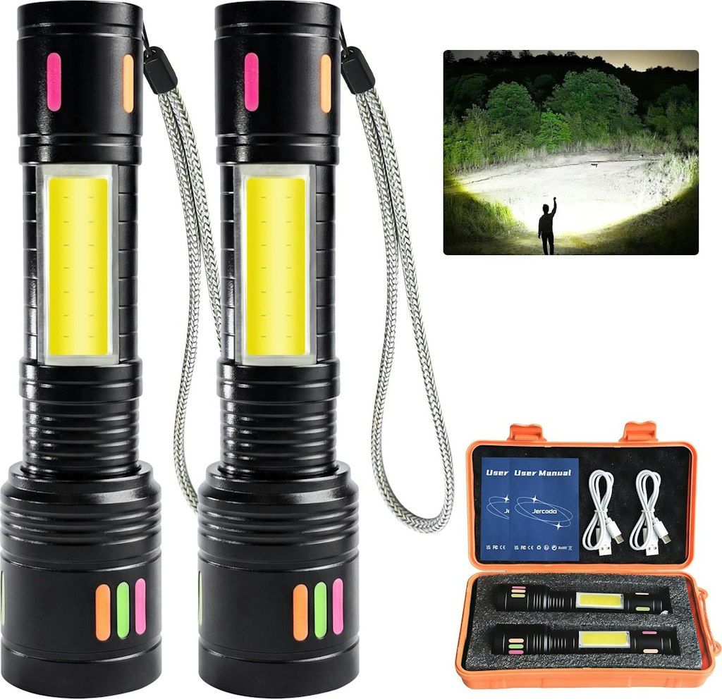 Rechargeable 1000-Lumen LED Flashlight 2-Pack: $15
