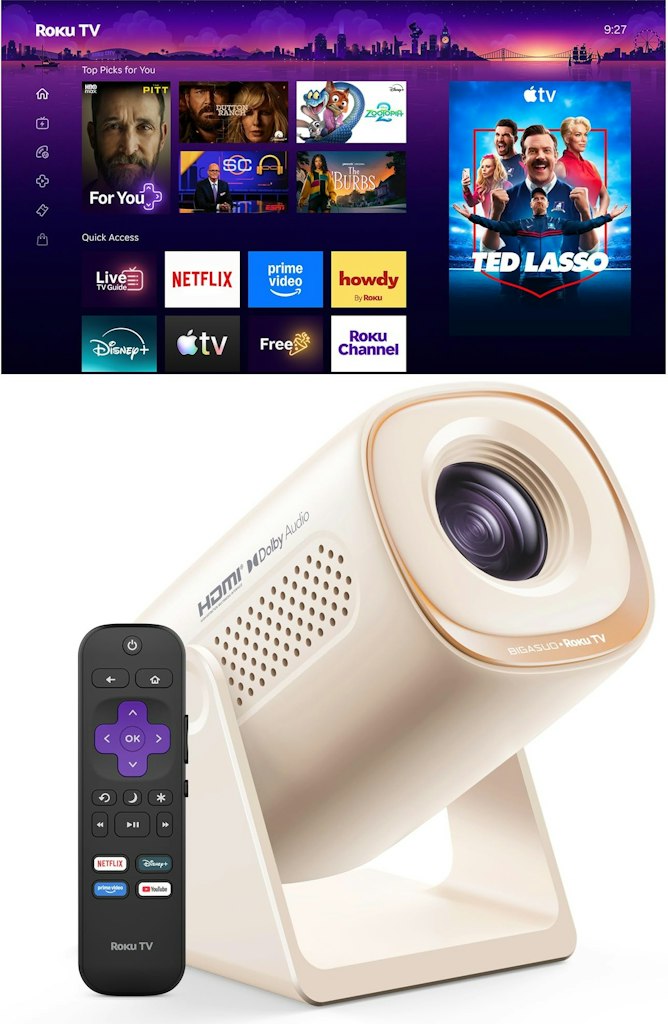 Bigasuo Roku TV Smart Projector: $90