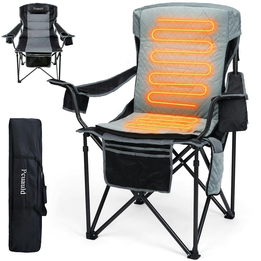 Oversized Heated High-Back Folding Camping Chair: $85