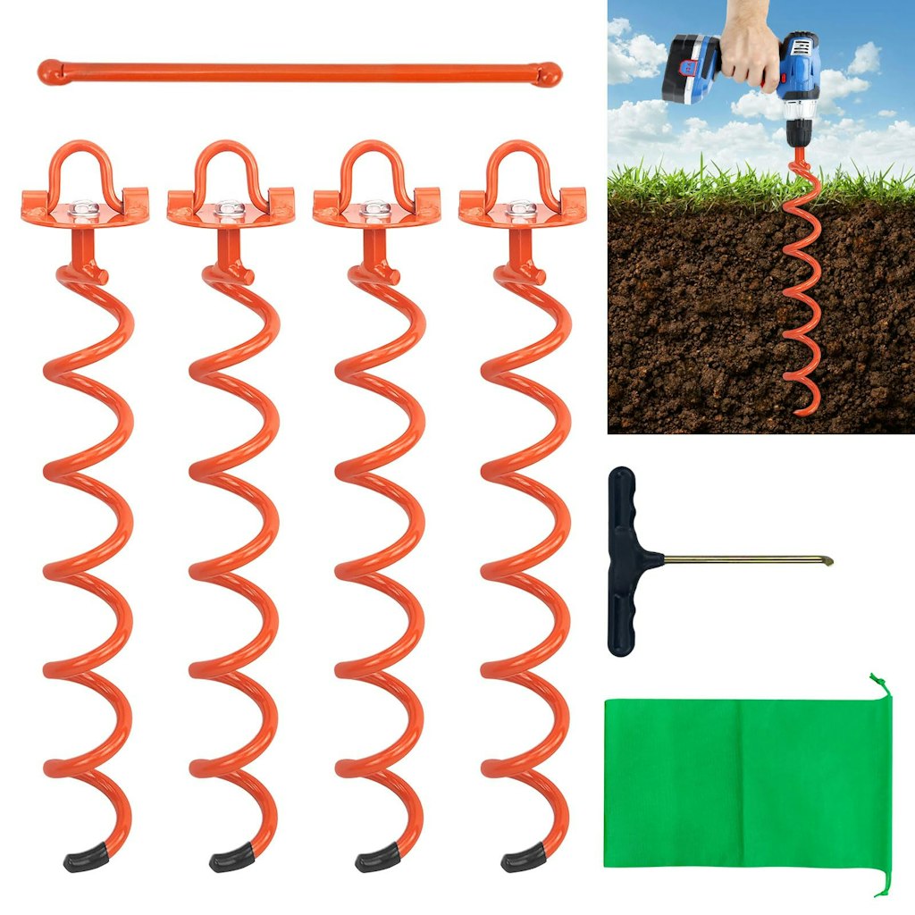 17.5" Spiral Ground Anchors Kit 4-Pack: $23