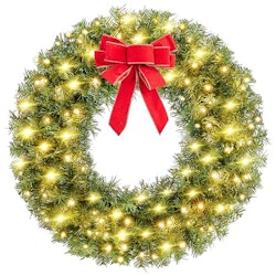 Yaheetech 30" Pre-Lit Artificial Christmas Wreath for $40 + free shipping