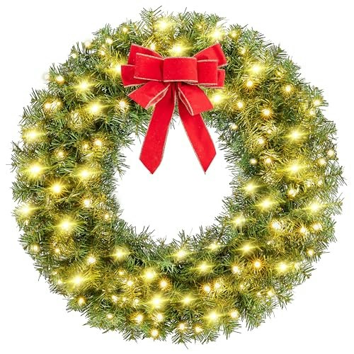 Yaheetech 30" Pre-Lit Artificial Christmas Wreath: $39.99