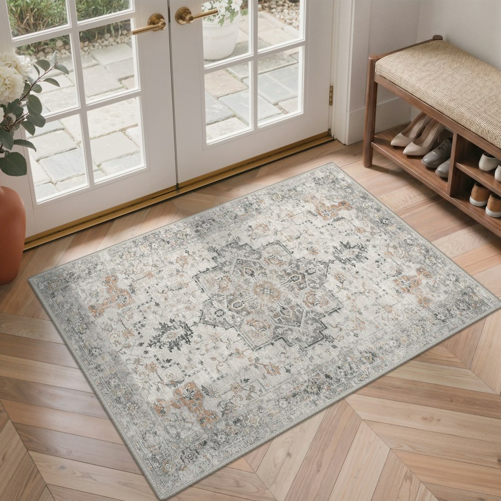 Bungalow Rose Roehit Oriental Performance Machine Washable Area Rug: $123