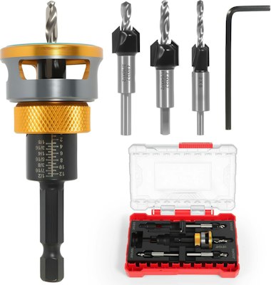 Lizekm Countersink Drill Bit Set w/ Depth Stop for $12 + free shipping w/ Prime