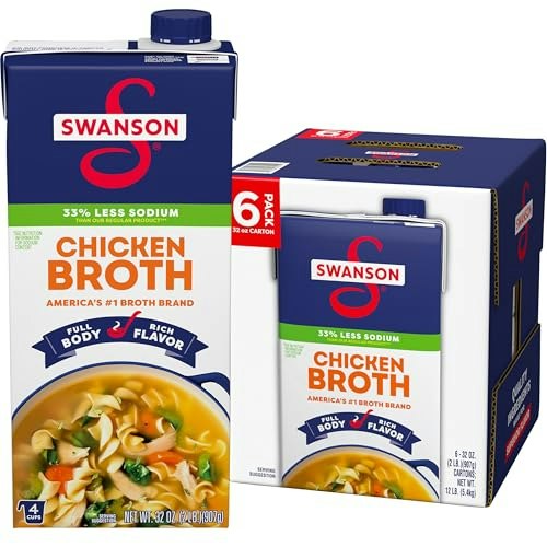 Swanson Lower Sodium Chicken Broth 32-oz. Carton 6-Pack: $9.99 Swanson Lower Sodium Chicken Broth 32-oz. Carton 6-Pack: $9.99