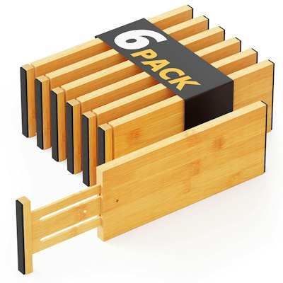SpaceAid Bamboo 4.65" Adjustable Drawer Dividers 6-Pack for $32 + free shipping w/ Prime