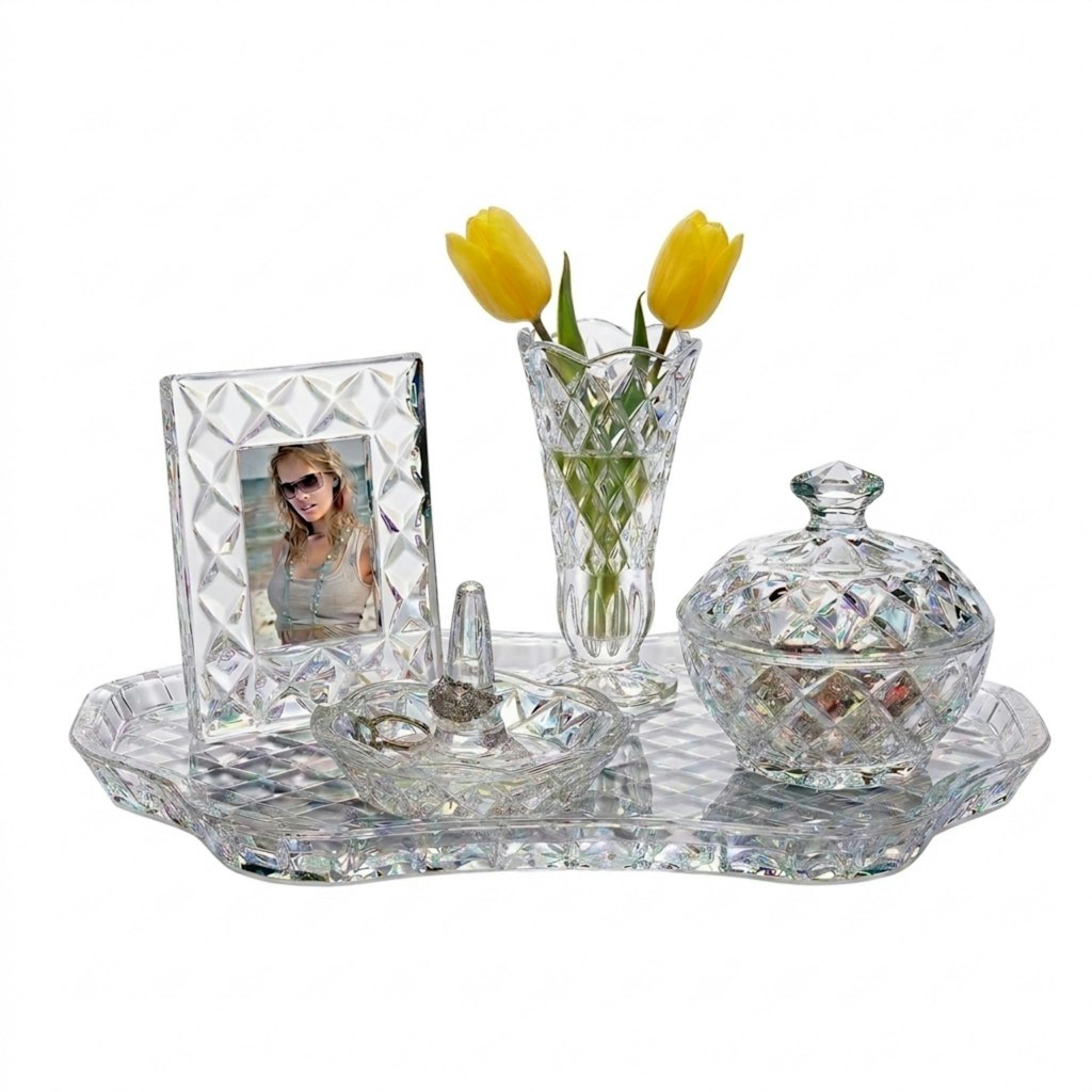 Godinger Shannon Crystal Glass 5-Piece Vanity Set: $31 Godinger Shannon Crystal Glass 5-Piece Vanity Set: $31