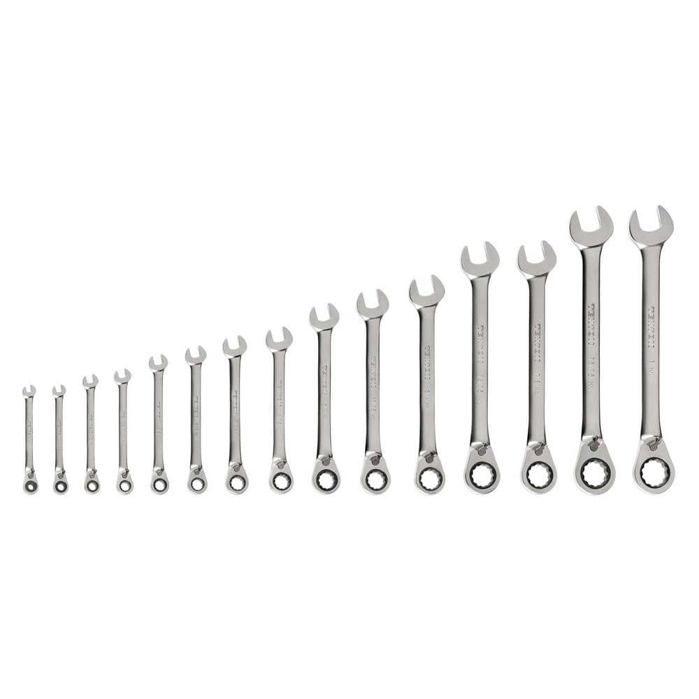 15-Piece 1/4"-1" 12-Point Reversible Ratcheting Combination Wrench Set: $192.06 15-Piece 1/4"-1" 12-Point Reversible Ratcheting Combination Wrench Set: $192.06