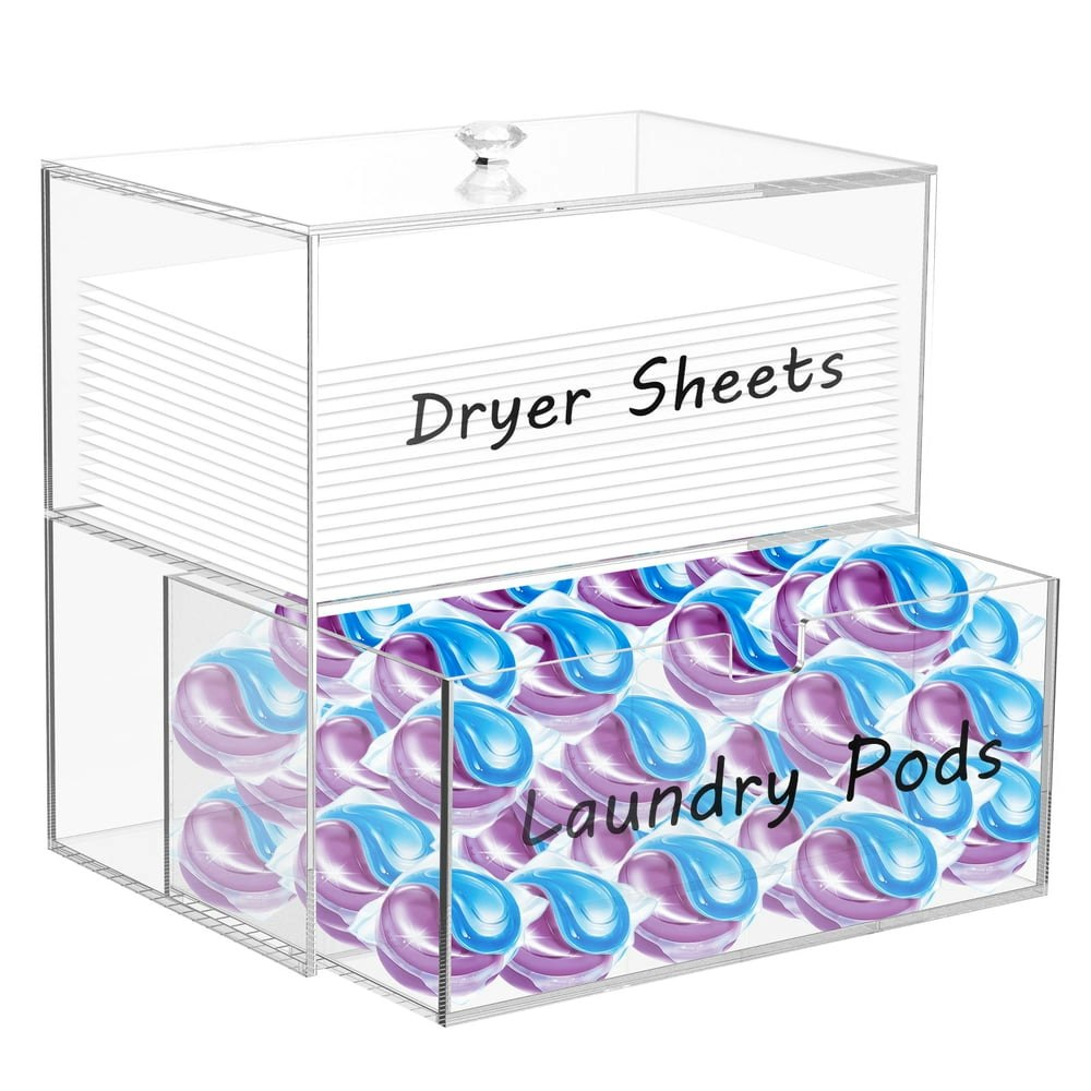 Acrylic Dryer Sheet Holder with Bamboo Lid and Drawer: $16.79