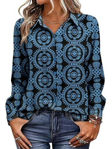 Magritta Women's Long Sleeve Button Down Blouse: $16.99
