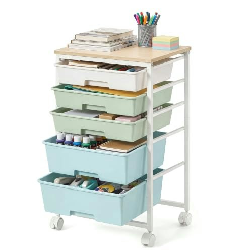 Vasagle 5-Drawer Rolling Utility Cart: $39.98