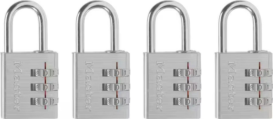 Master Lock Resettable 3-Dial Combination Lock 4-Pack: $20