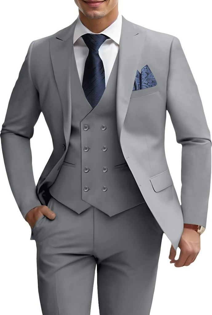 Men's 3-Piece Double Breasted Slim Fit Suit: from $48 Men's 3-Piece Double Breasted Slim Fit Suit: from $48