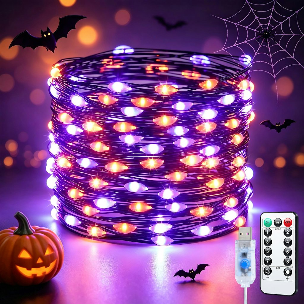100 LED Orange & Purple Fairy Lights: $3.99