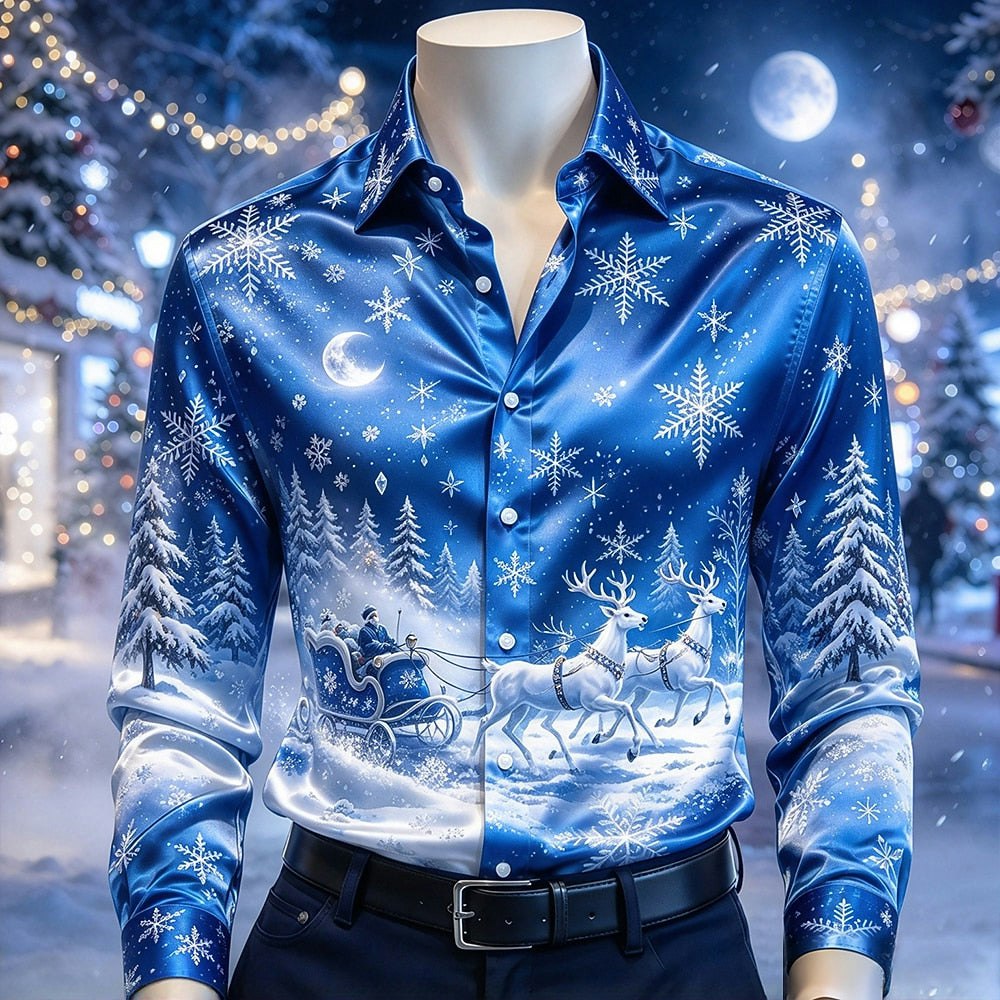 Christmas Snowflake Satin Dress Shirt: 2 for $15 Christmas Snowflake Satin Dress Shirt: 2 for $15