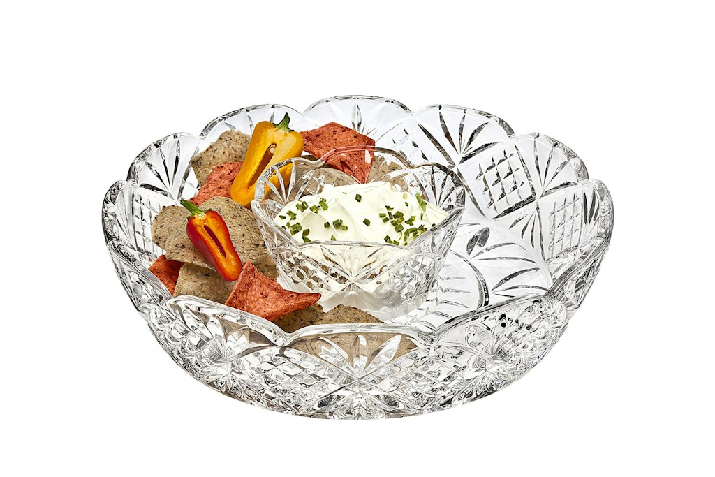 Godinger Dublin 12" Crystal Chip & Dip Server: $27 Godinger Dublin 12" Crystal Chip & Dip Server: $27