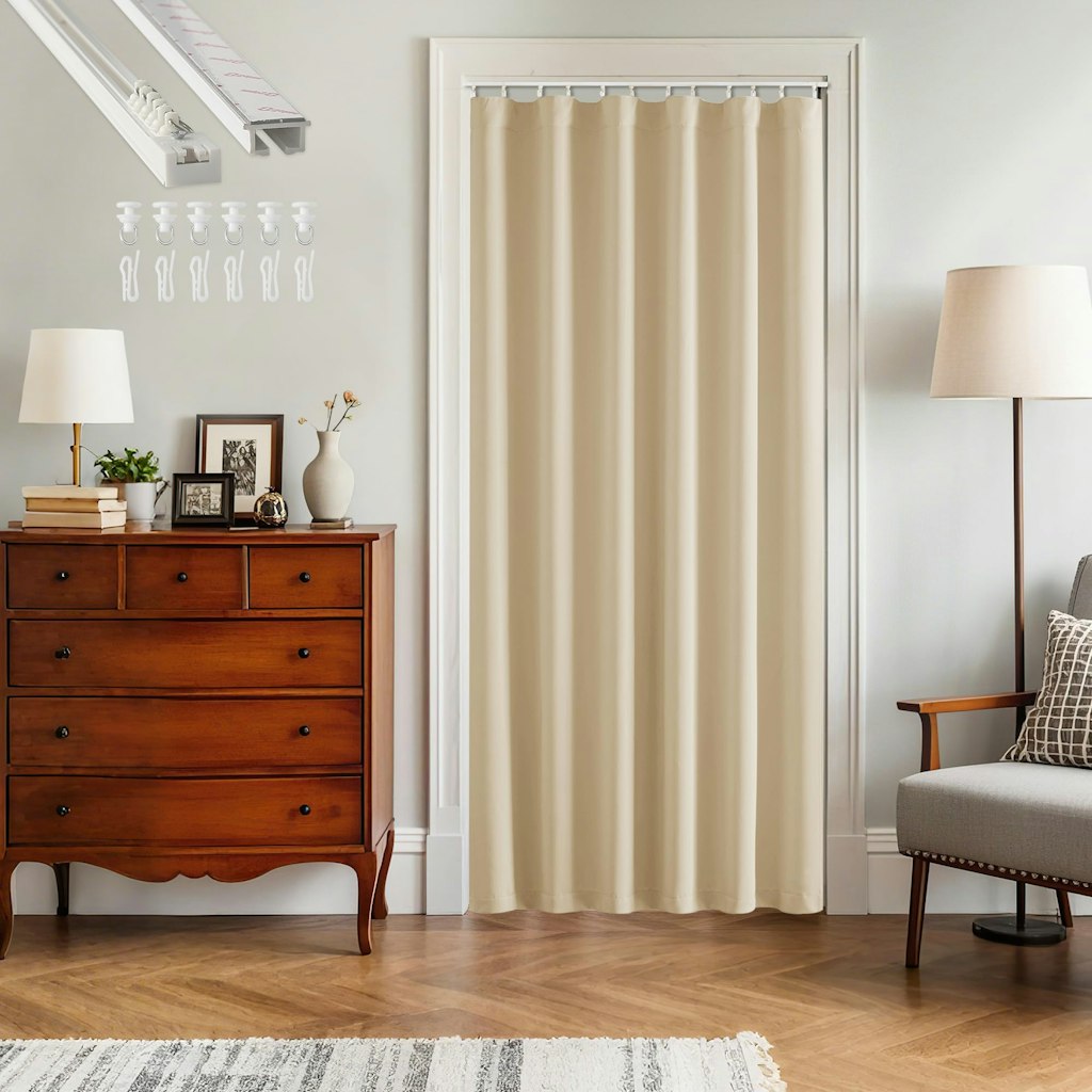 36" x 80" Doorway Curtain w/ Straight Ceiling Track: $17