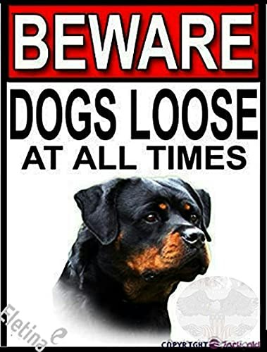 Eletina Beware Dogs Metal Tin Sign: $7.99 Eletina Beware Dogs Metal Tin Sign: $7.99