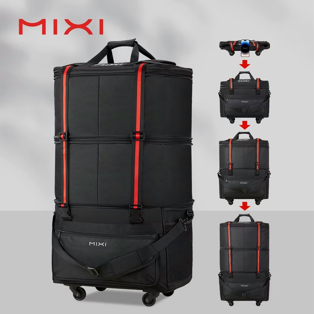 Mixi Expandable Foldable Travel Duffel Bag w/ Rolling Wheels: $59