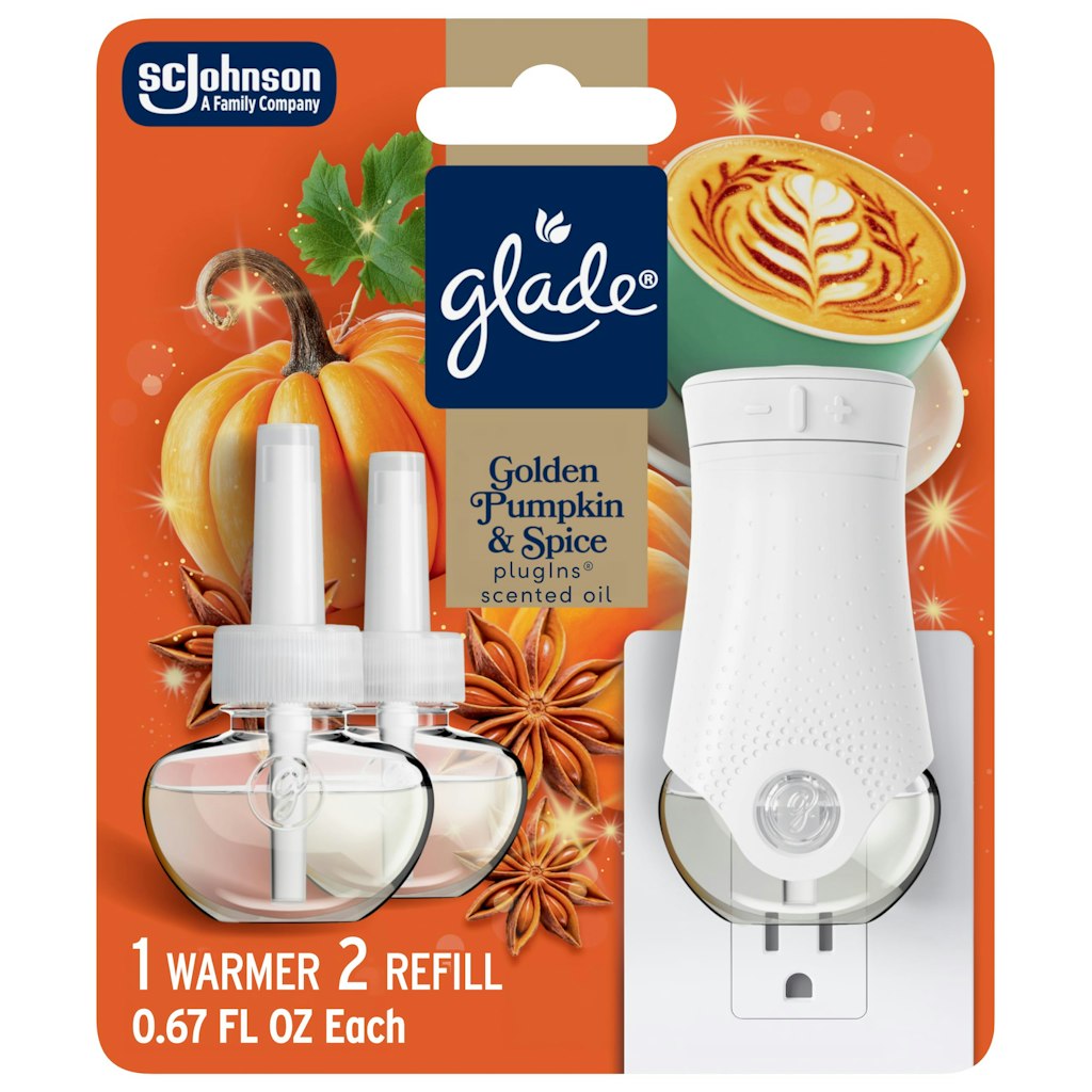 Glade PlugIns Golden Pumpkin & Spice Starter Kit w/ Warmer & 2 Refills: $5.98 Glade PlugIns Golden Pumpkin & Spice Starter Kit w/ Warmer & 2 Refills: $5.98