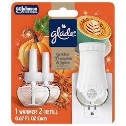 Glade PlugIns Golden Pumpkin & Spice Starter Kit w/ Warmer & 2 Refills for $6 + free shipping w/ Prime