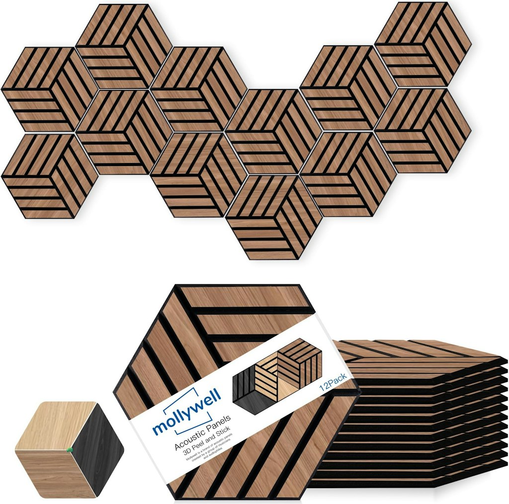 Mollywell Hexagon Acoustic 14" x 12" Wall Panels 12-Pack: $19 Mollywell Hexagon Acoustic 14" x 12" Wall Panels 12-Pack: $19