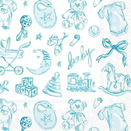 IHR Ideal Home Range 5\" x 5\" Baby Toile Cocktail Napkins 20-Count: $5.92 IHR Ideal Home Range 5\" x 5\" Baby Toile Cocktail Napkins 20-Count: $5.92