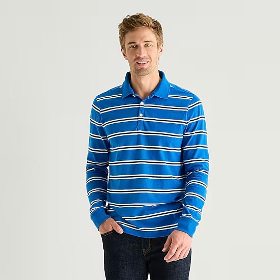 St. John's Bay Men's Men's Classic Fit Long Sleeve Polo: $16