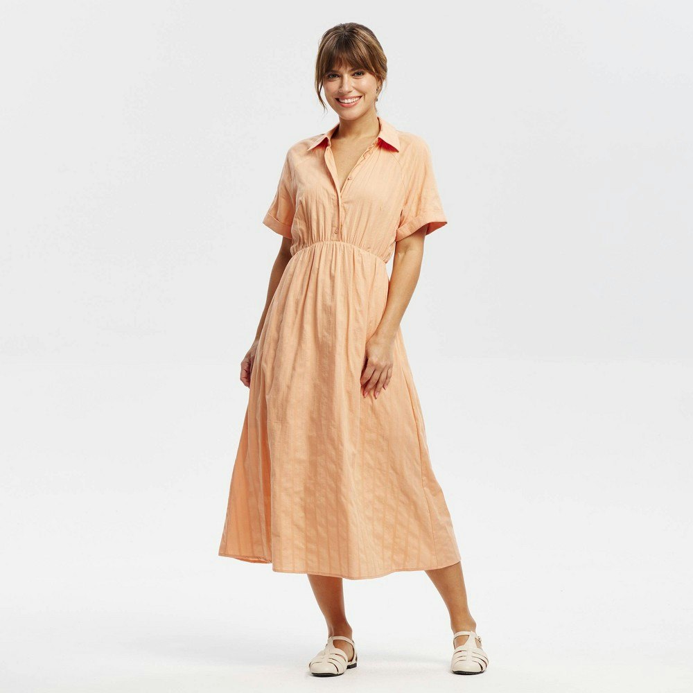 Universal Thread Women's Button-Front Short Sleeve Midi Shirtdress: $40 Universal Thread Women's Button-Front Short Sleeve Midi Shirtdress: $40