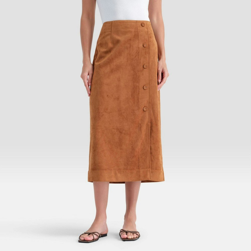 A New Day Women's Side-Button Front Slit Midi Skirt: $40