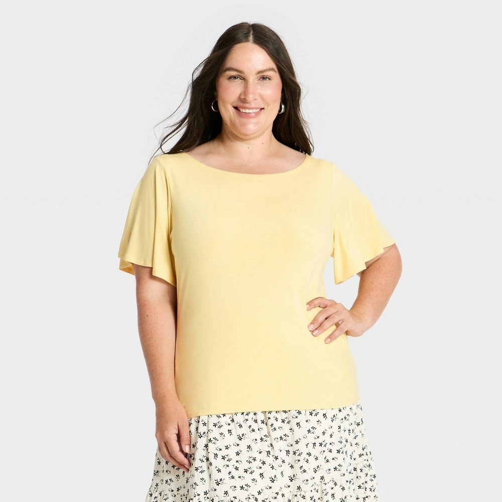 A New Day Women's Flutter Short Sleeve T-Shirt 4X: $12