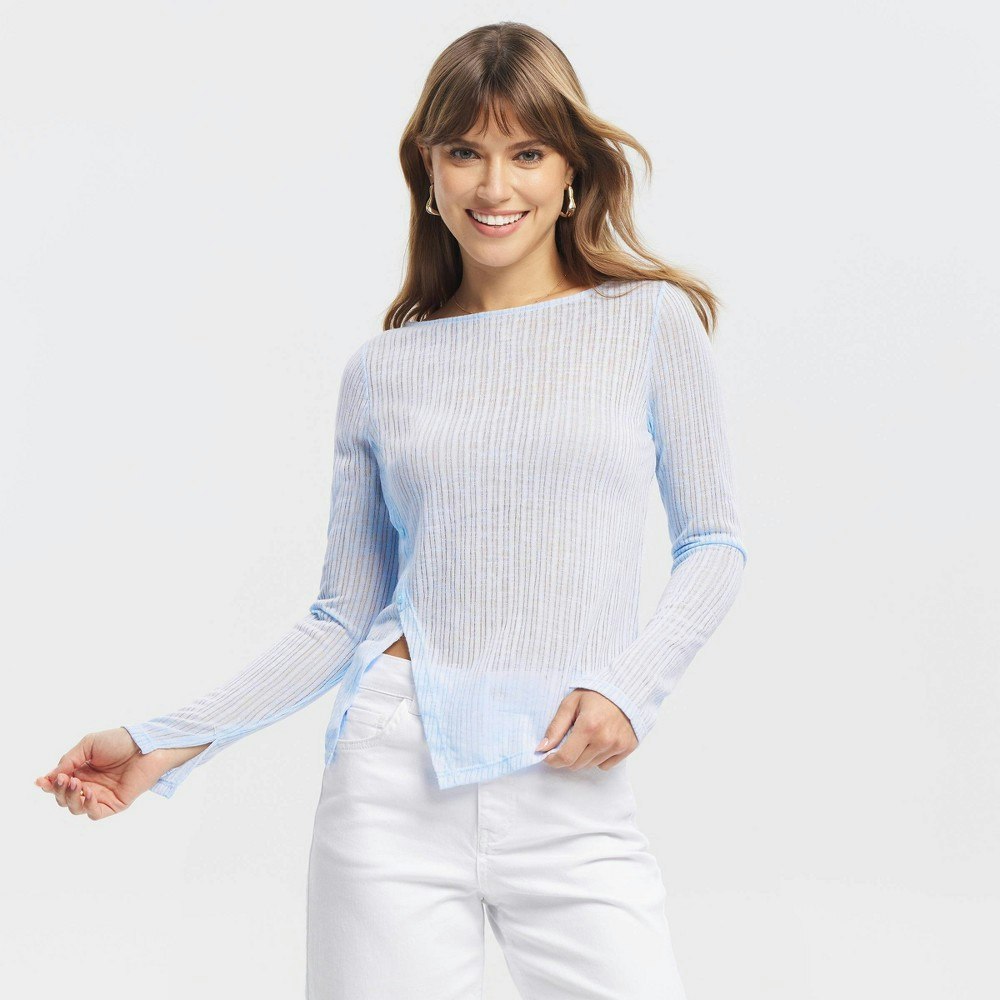 A New Day Women's Long Sleeve Split Hem Knit Top: $25 A New Day Women's Long Sleeve Split Hem Knit Top: $25