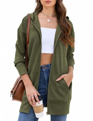 Quenteen Women's Zip-Up Hoodie Sweatshirt Dress: $25.49