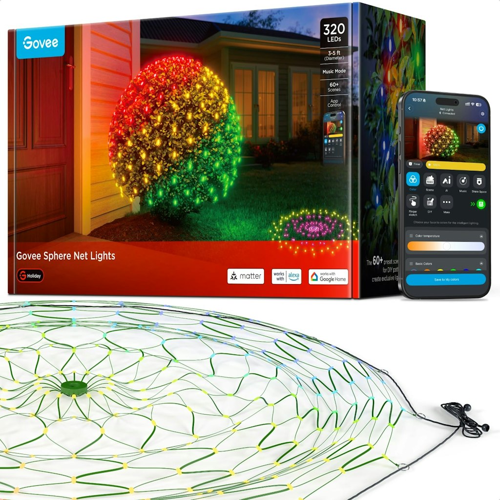 Govee RGBIC Sphere Net Lights for 3-5-Ft. Bushes: $90 Govee RGBIC Sphere Net Lights for 3-5-Ft. Bushes: $90