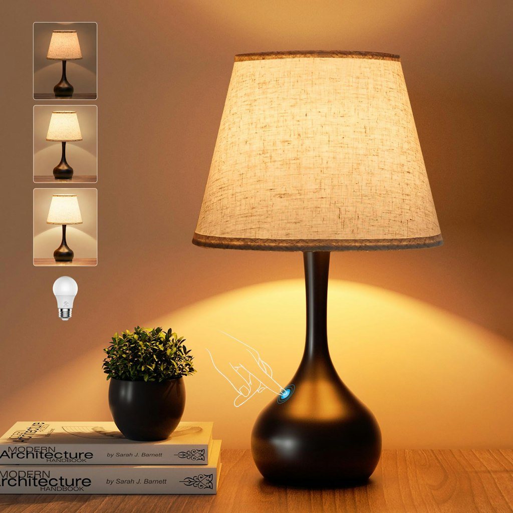 Touch 3-Way Dimmable 17.3" Bedside Table Lamp: $26