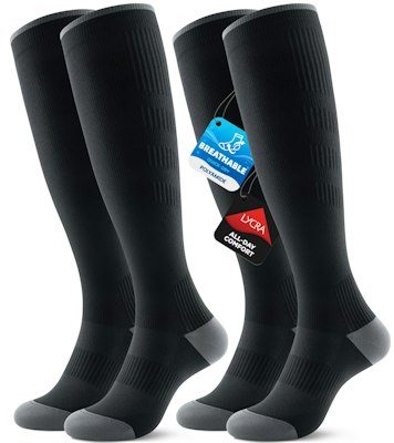Benirap Men's/Women's Compression Socks 2-Pair Pack for $15 + free shipping w/ Prime