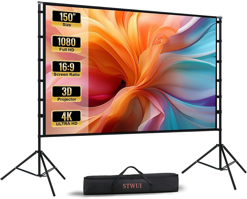 150" Portable Projector Screen w/ Stand: $80 150" Portable Projector Screen w/ Stand: $80