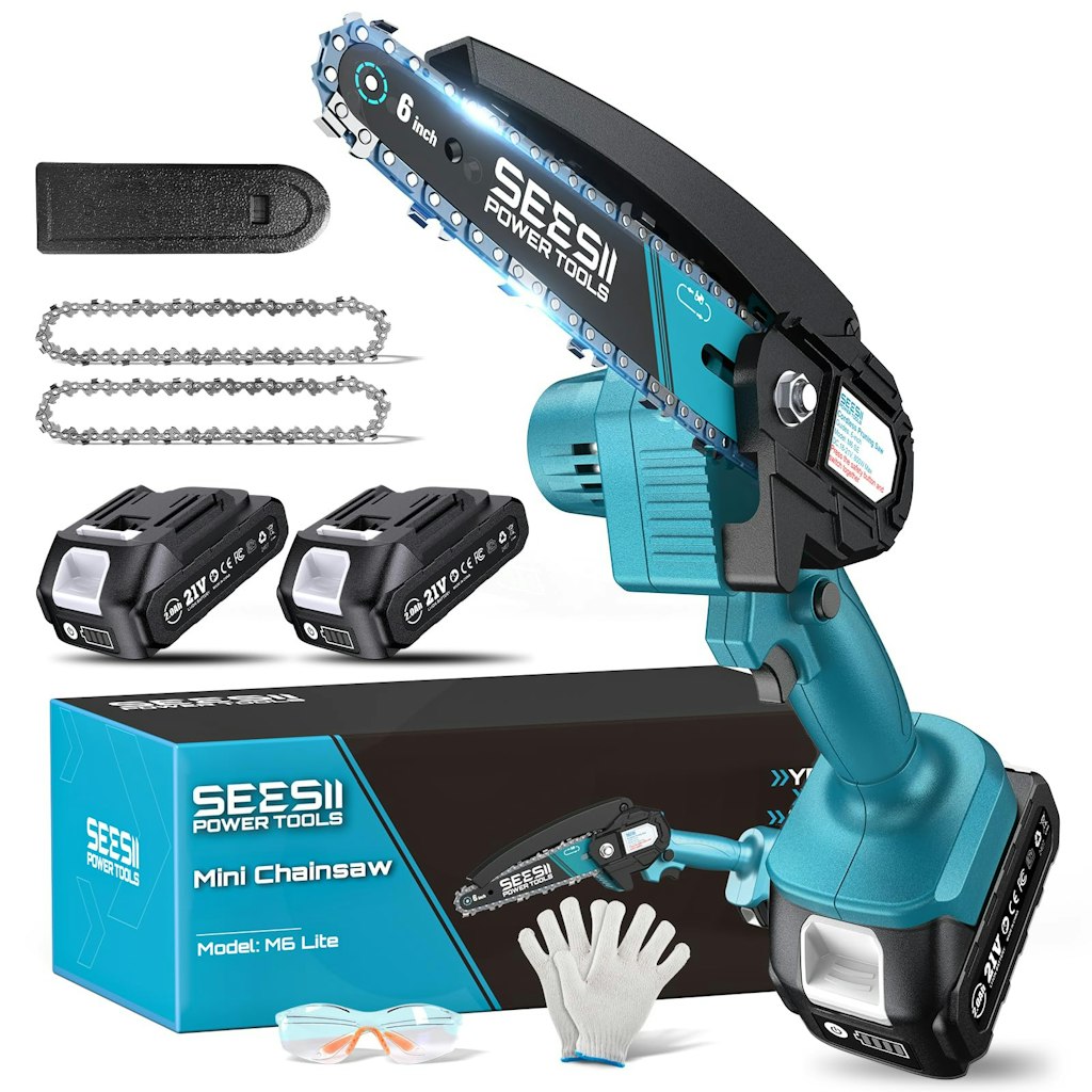 Seesii Mini Chainsaw Cordless 6" Handheld Chain Saw w/ 2 Batteries: $33 Seesii Mini Chainsaw Cordless 6" Handheld Chain Saw w/ 2 Batteries: $33