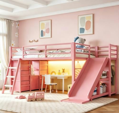 Bellemave Twin Low Loft Bed with Slide and Storage: $319.80 Bellemave Twin Low Loft Bed with Slide and Storage: $319.80