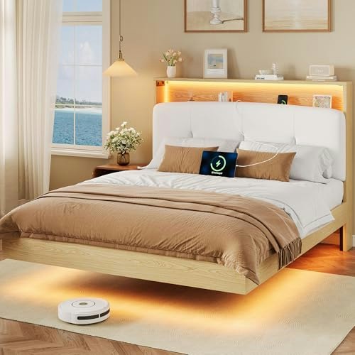 Feonase Full Size Floating Bed Frame with LED Light and Charging Station: $161.99 Feonase Full Size Floating Bed Frame with LED Light and Charging Station: $161.99
