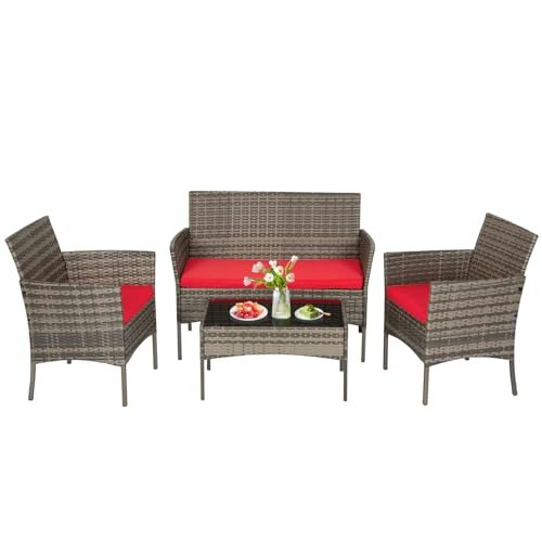 FDW 4-Piece Wicker Patio Furniture Set: $154.99