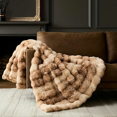 Deer Fawn Animal Print Faux Fur Bubble Throw Blanket for $65 + free shipping