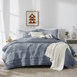 Boho Dusty Blue 3-Piece California King Quilt Set for $44 + free shipping