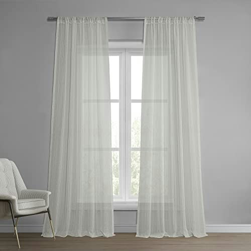 Half Price Drapes 50" x 96" Striped Faux Linen Sheer Curtain Panel: $17.99