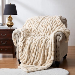 Ruched Faux Fur 50" x 60" Throw Blanket for $24 + free shipping w/ Prime