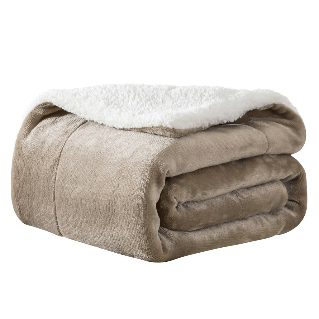 Sherpa Fleece 90" x 90" Reversible Throw Blanket: $25