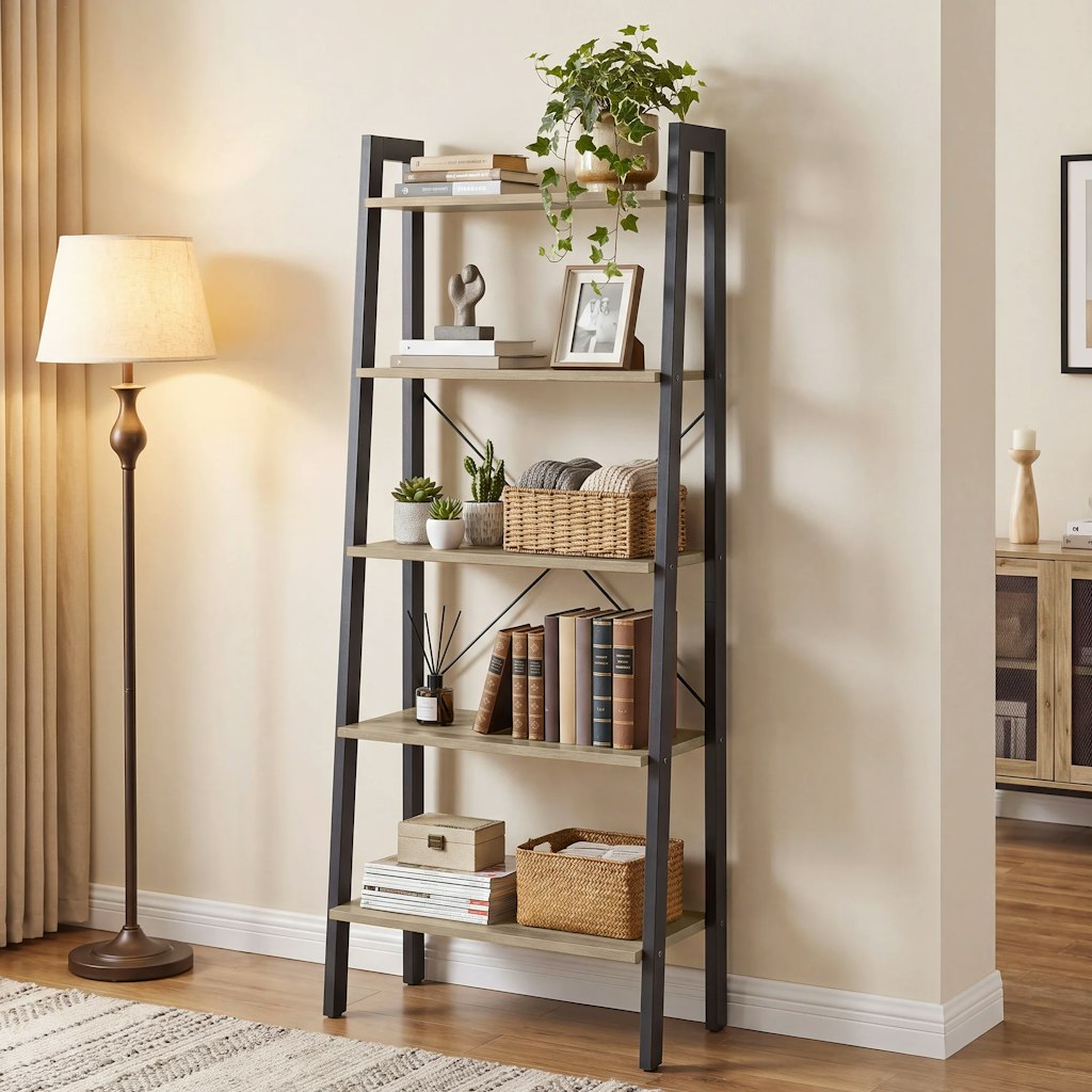 Williston Forge Jabari 67.9" Metal Ladder Bookcase: $70 Williston Forge Jabari 67.9" Metal Ladder Bookcase: $70